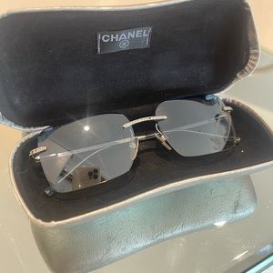 Chanel Gold 4105 Crystal Rimless Sunglasses Chanel